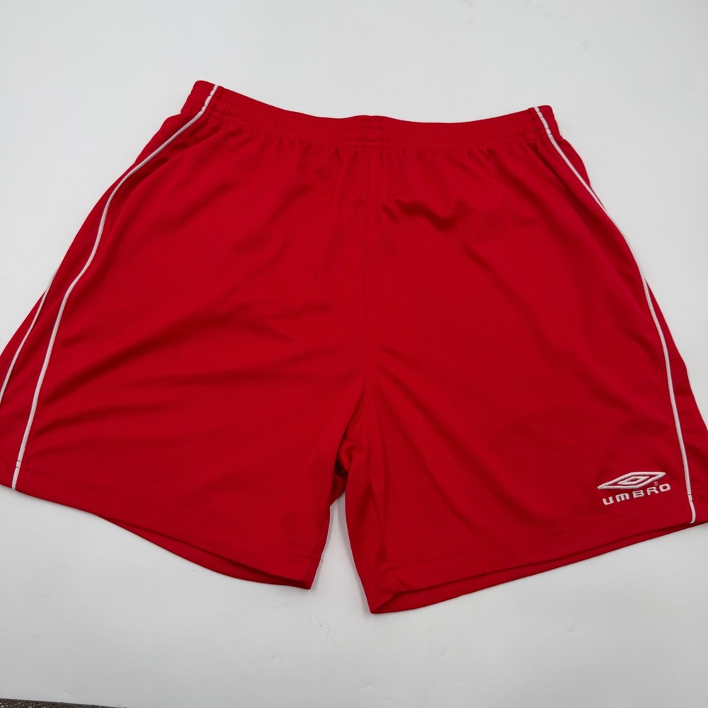Umbro Mens Soccer Shorts Red Mesh Athletic Training Climate Control Large